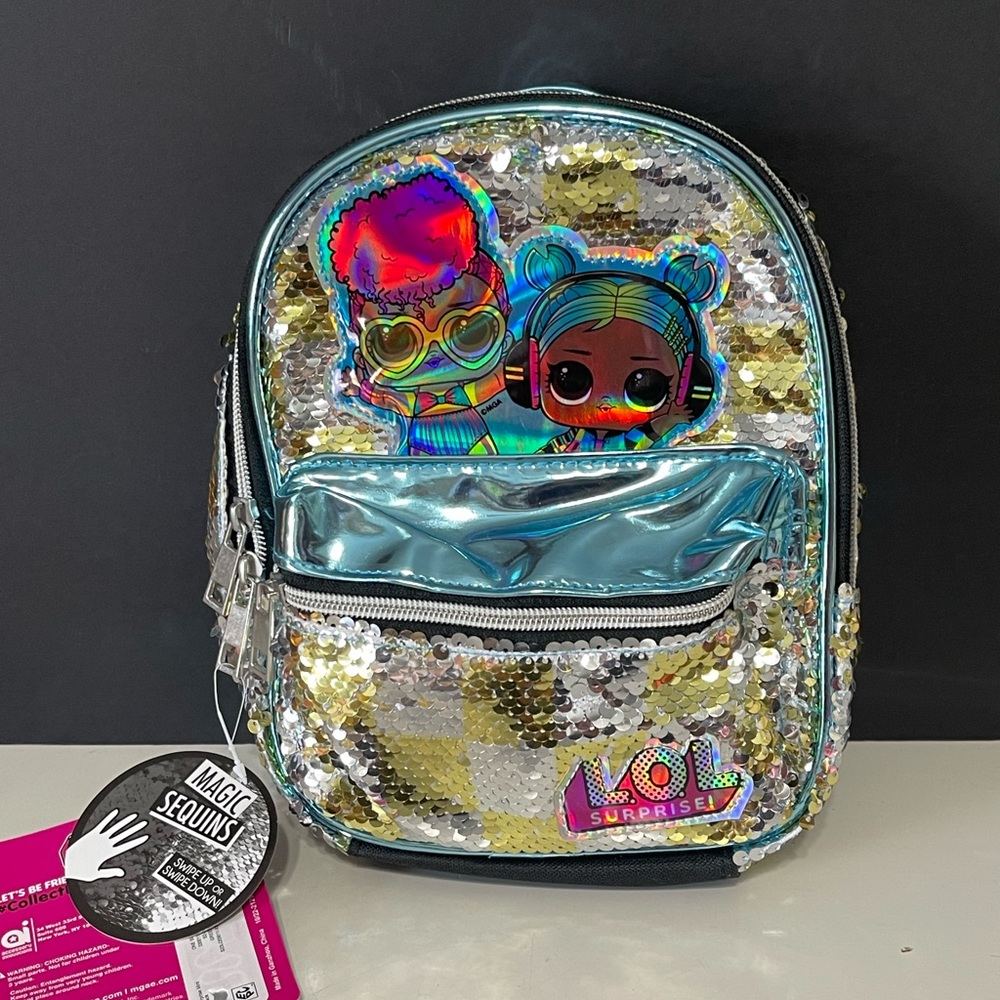 Lol Surprise! Magic Silver/Gold Sequins Girls Mini Backpack (T25)